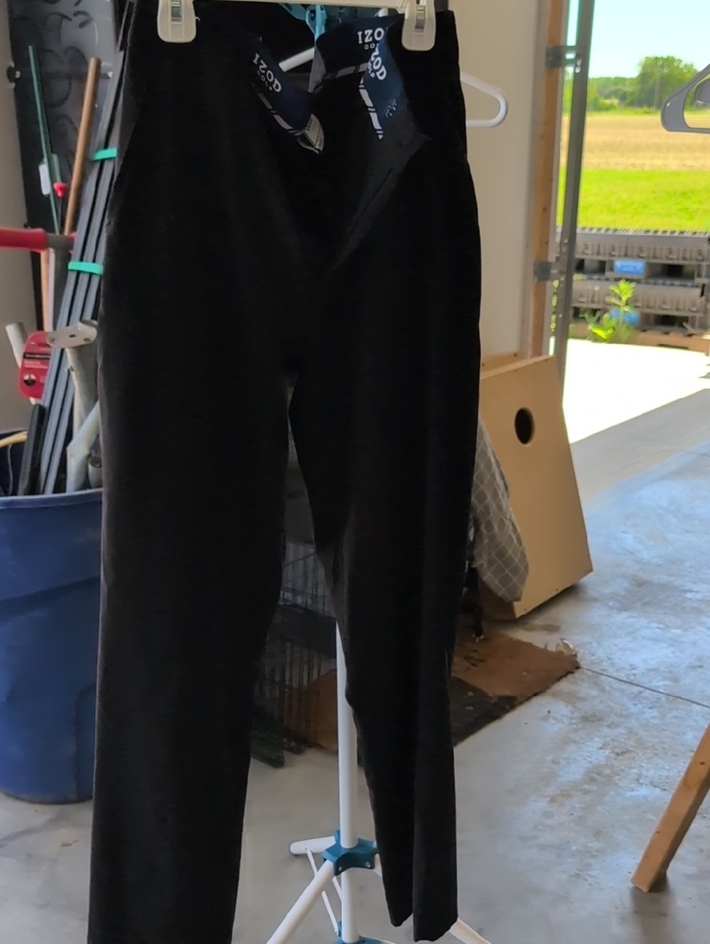 Izod Black Men's Dress Pants with Elastic Waistband